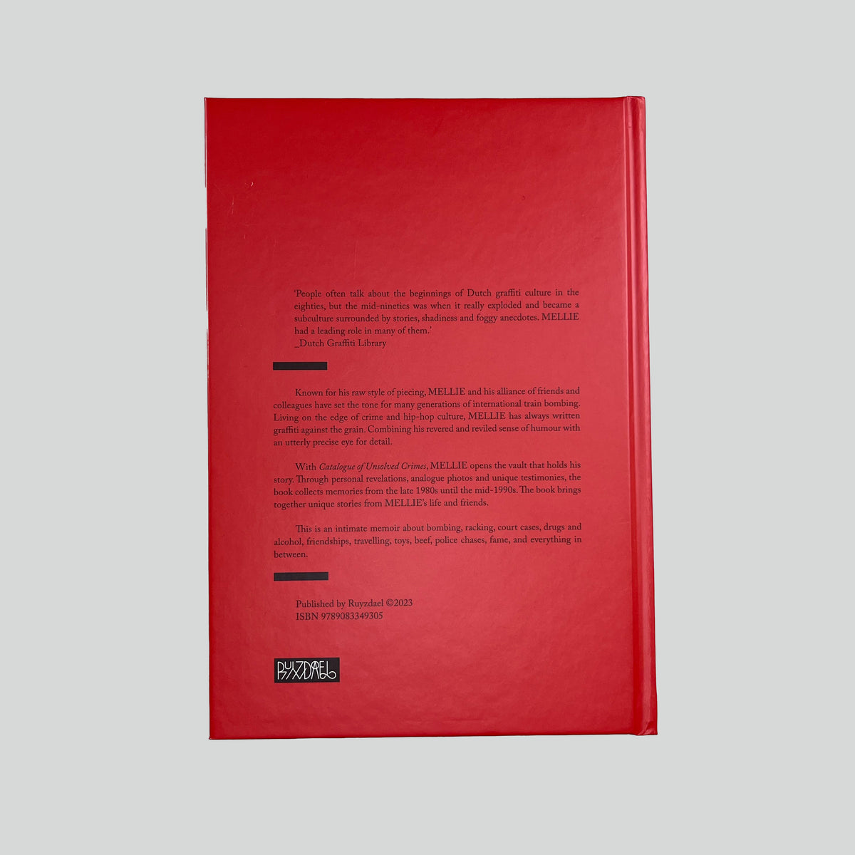 Catalogue of Unsolved Crimes, back cover with text