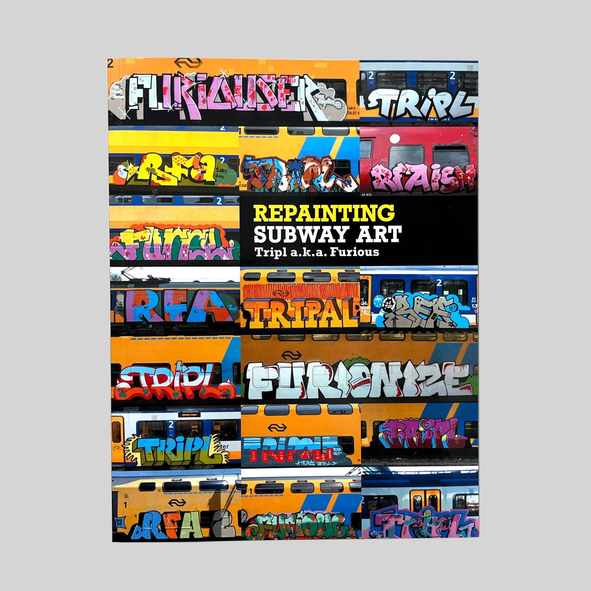 Repainting Subway Art, front cover with a grid of painted trains
