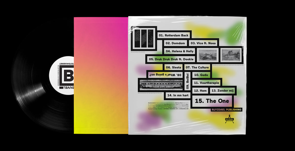 Rariteitenkabinet, back of the sleeve with the tracklist, pink inner sleeve and black vinyl