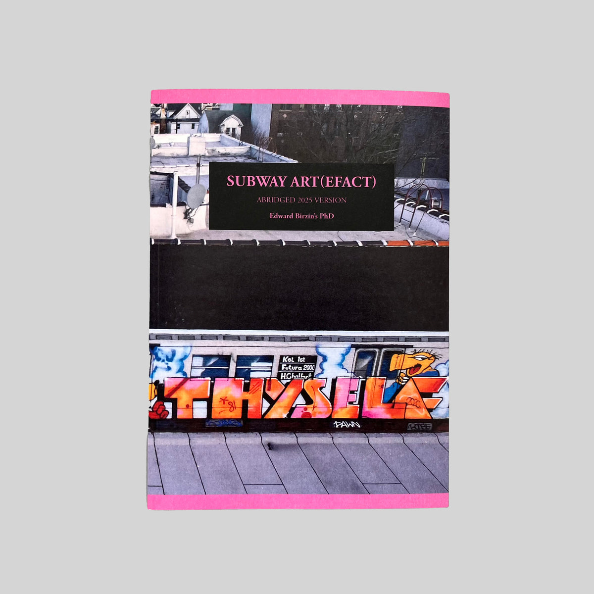 Subway Art(efact), front cover with a photograph of a painted subway car and a pink border