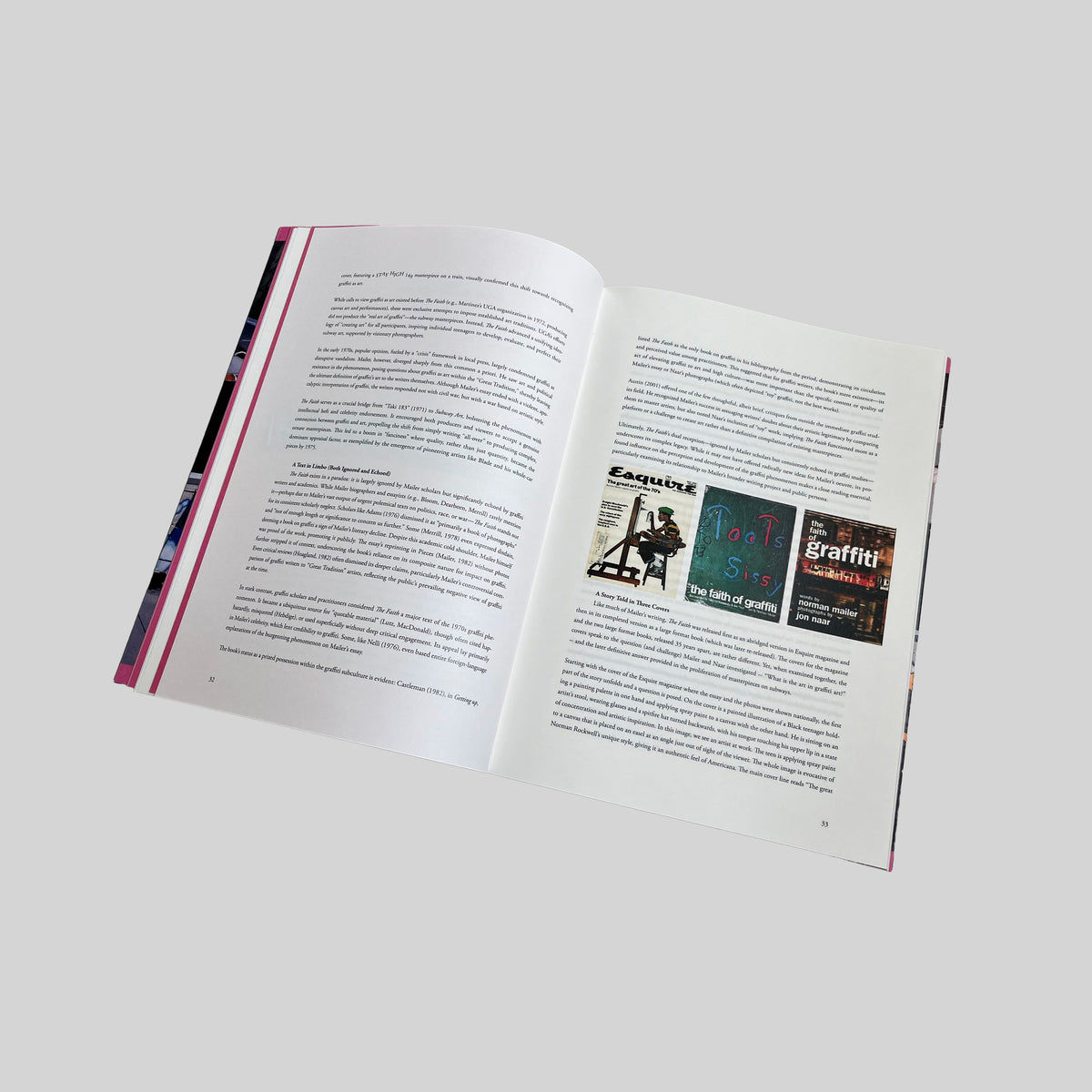 Subway Art(efact), open spread with text and small images of book and magazine covers