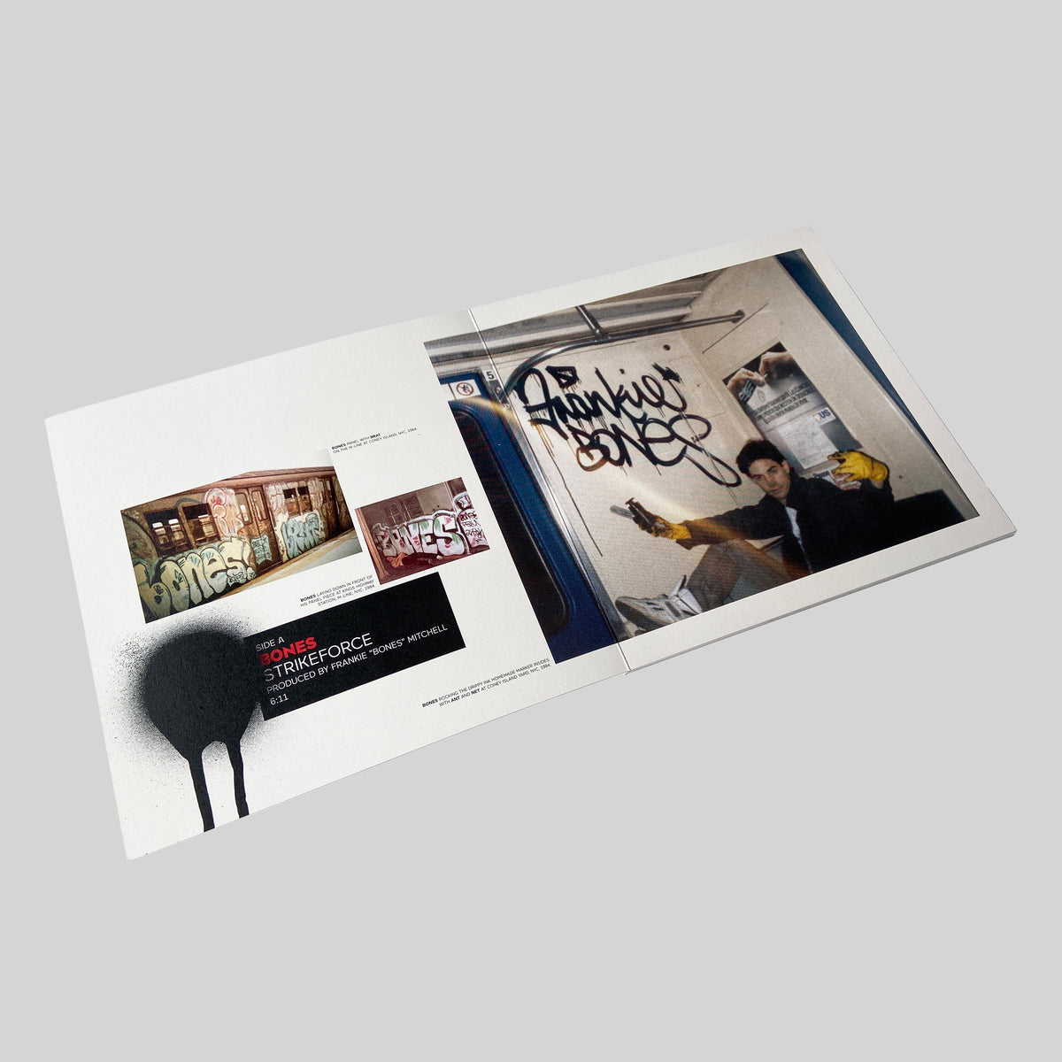 Writers on Wax All Out Kings, open insert with graffiti photographs for the track by Bones