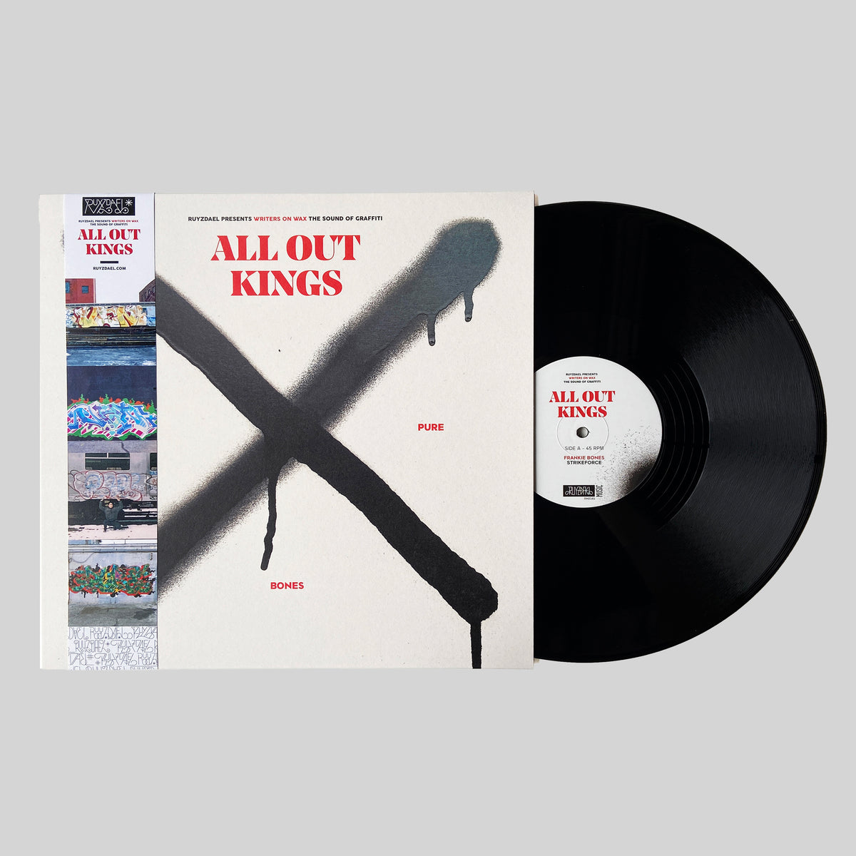 Writers on Wax All Out Kings, sleeve with a photo strip and black vinyl