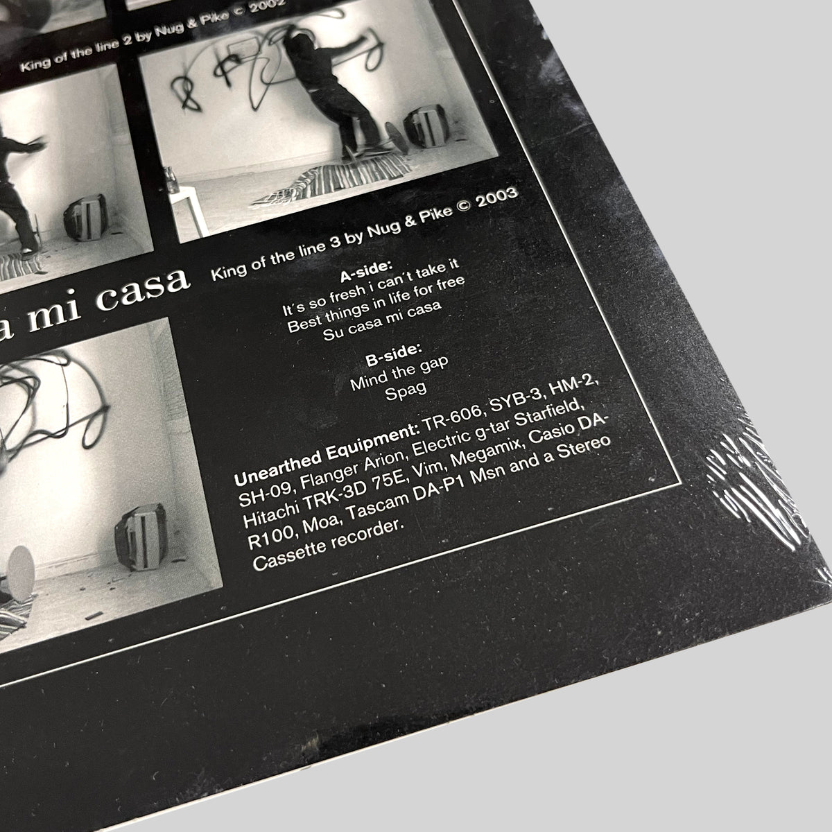 King of the Line Soundtrack, close-up of the tracklist and equipment credits on the back of the sleeve